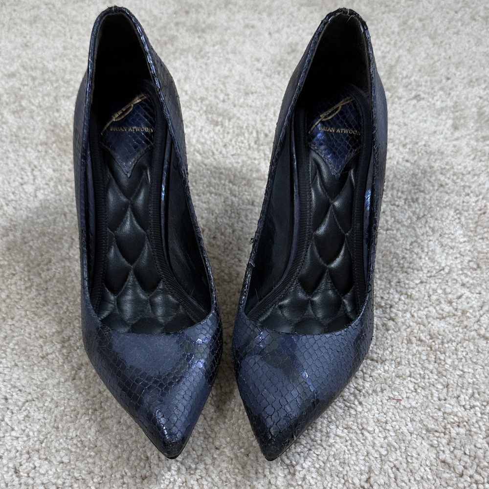 Brian Atwood Blue Snakeskin Heel